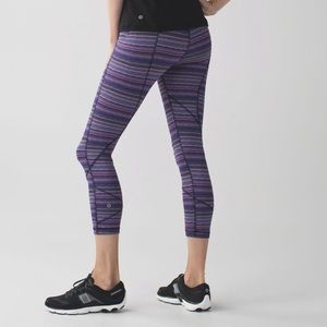 Lululemon Pace Rival Crop Leggings Violet Stripes
